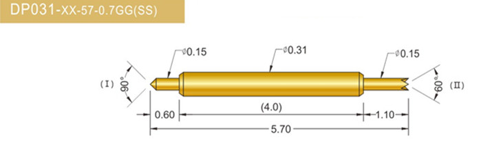 031雙頭探針、BGA雙頭測試針、雙向彈簧探針、帶彈簧雙頭針、雙頭針圖片