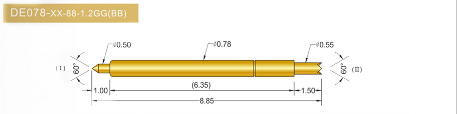 078雙頭探針尺寸、BGA雙頭頂針、雙向可動探針、帶彈簧頂針、測試探針