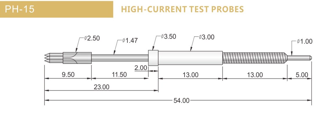 PH-15測試探針尺寸，華榮華探針選型規(guī)格
